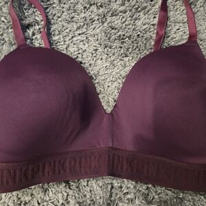 Pink/Victoria Secret Size 34DD Wear everwhere Maroon Wireless lightly lined bra